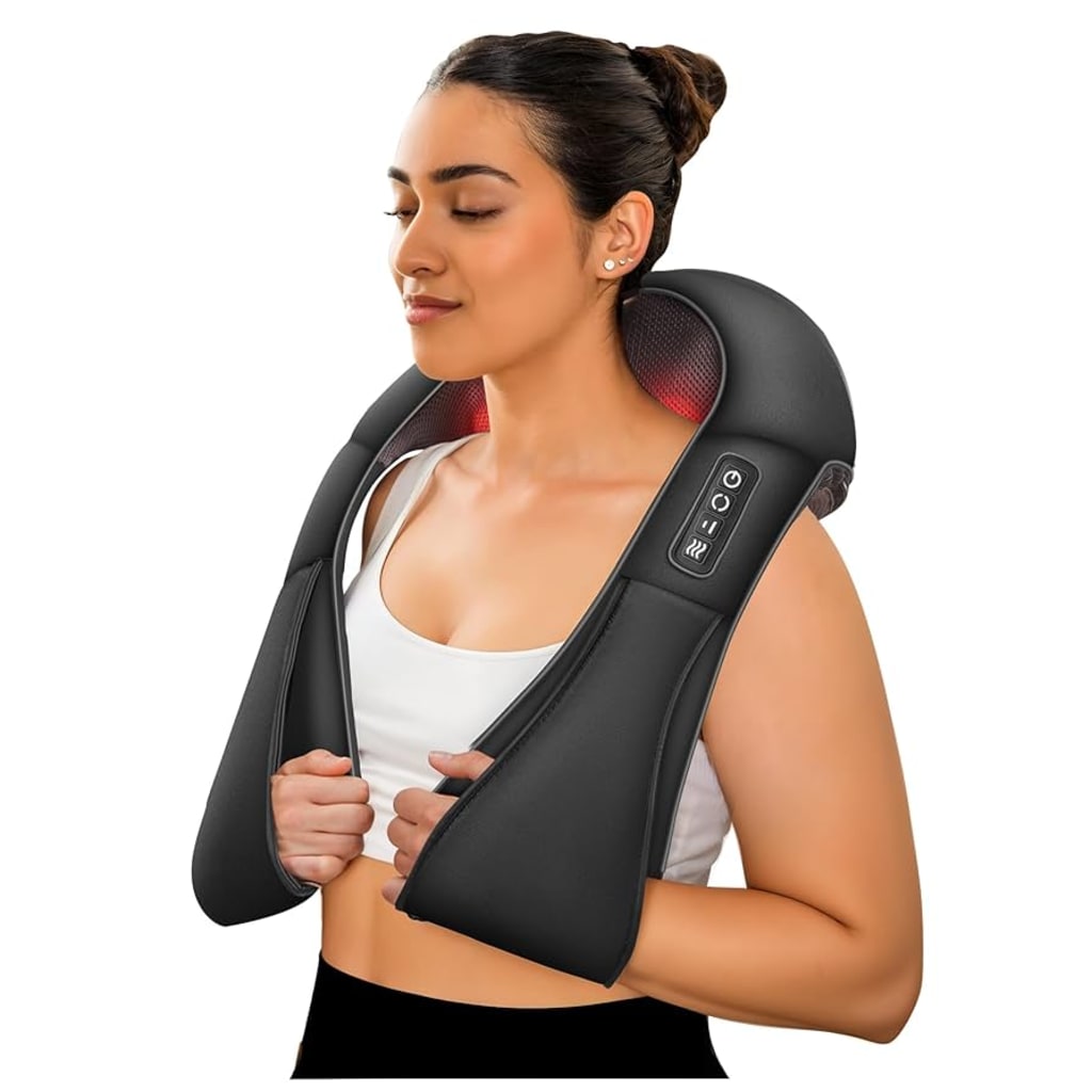 Shiatsu Back Neck And Shoulder Massager With Heat Deep Tissue 3D Kneading Pillow